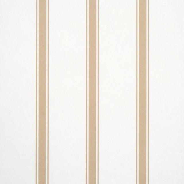 Traditional Sample - Schumacher Westerly Stripe Wallcovering In Wheat For Sale - Image 3 of 6