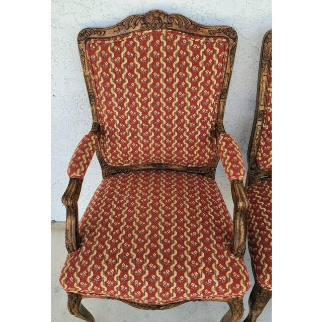 Wood Newly Upholstered French Provincial Louis XV Style Dining Chairs - Set of 4 For Sale - Image 7 of 12