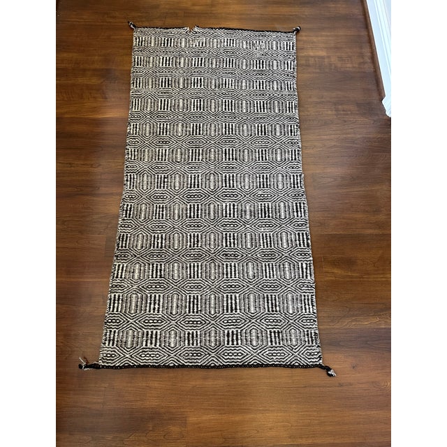 Vintage Handwoven Navajo Double Saddle Blanket - Stripe Ingrain Twill-Weave For Sale - Image 13 of 18