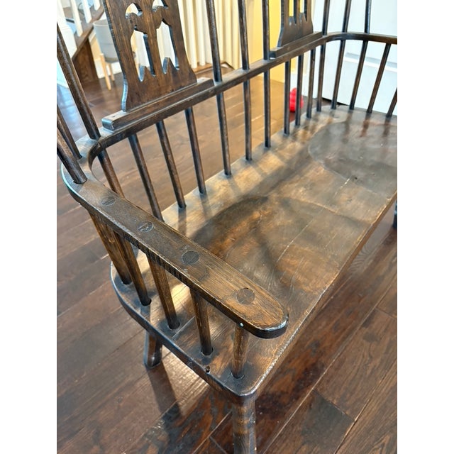 Vintage Stick Back Windsor Bench For Sale In Pittsburgh - Image 6 of 7