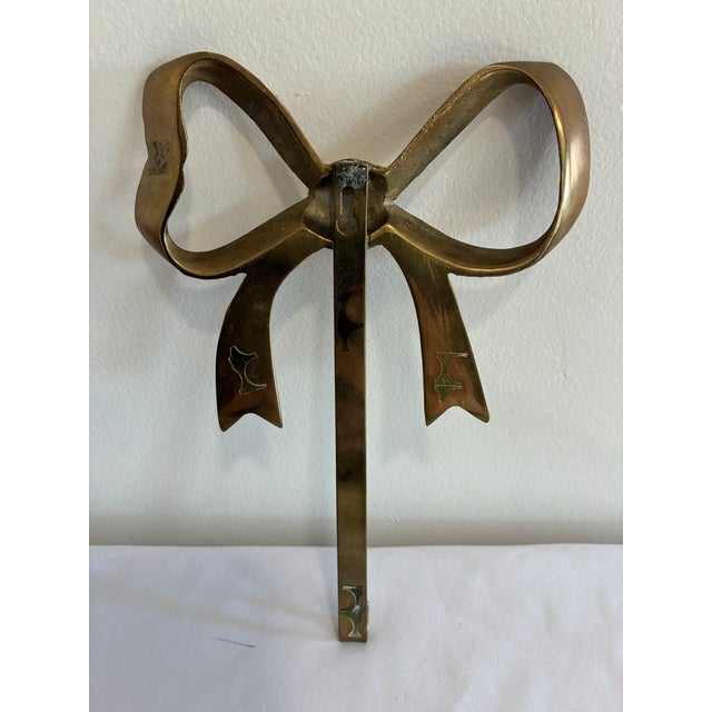 Vintage Solid Brass Bow Wall Hook For Sale In Oklahoma City - Image 6 of 7