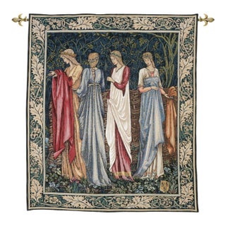 Ladies of Camelot Loom Woven Tapestry - 183 X 156 Cm (6'0" X 5'2") Requires Rod Size 4 For Sale