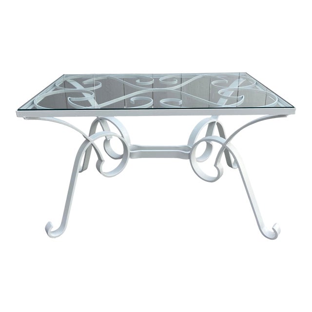 French Vintage Glass Top Coffee Table. For Sale