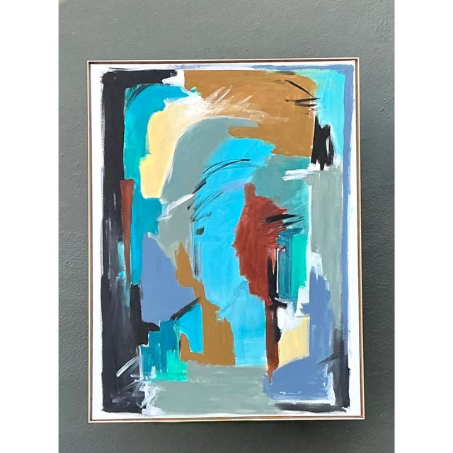 Vintage Original Abstract Oil on Canvas For Sale - Image 10 of 13