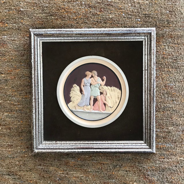 Hand Painted Plaster Intaglio Framed in Velvet For Sale - Image 9 of 12