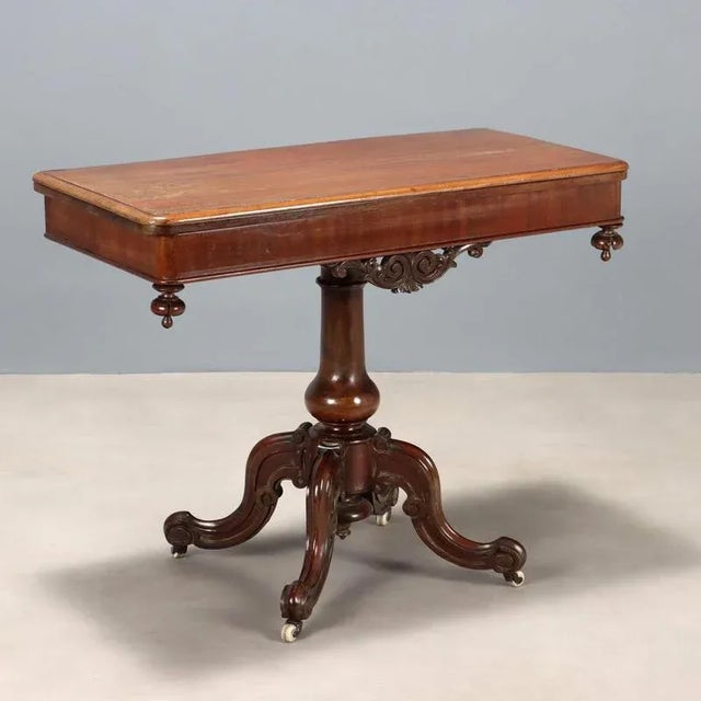 Antique Louis Philippe Carved Mahogany Game Table, 19th Century For Sale - Image 10 of 10