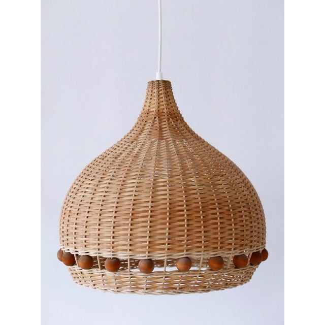 Mid-Century Modern Mid-Century Modern Rattan Tulip Pendant Lamp, Germany, 1960s For Sale - Image 3 of 18