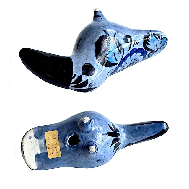 1970s Tonalá Mexico Ceramic Blue Toucan Bird Figurine For Sale - Image 9 of 14