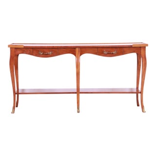 Baker Furniture French Provincial Louis XV Carved Walnut Console Table For Sale