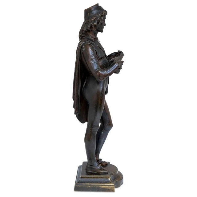 After Jules Graux-Marly (French, XIX) "The Mandolin Player", Patinated Bronze Sculpture, early 20th century, the standing...