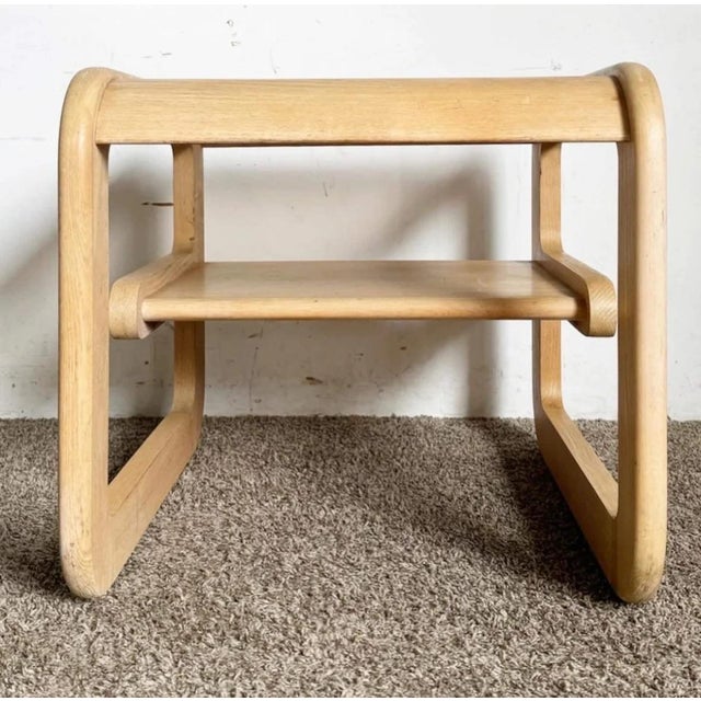 Wood Mid Century Modern Oak Side Tables With Smoked Glass Top by Lou Hodges - A Pair For Sale - Image 7 of 12