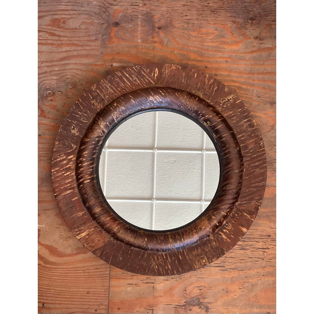 Wood Vintage Boho Patinated Wood Mirror For Sale - Image 7 of 7