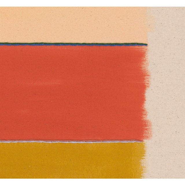 Contemporary Abstract Stripes Fine Art Print, Pink, Gold, Mustard Yellow, 38 X 30 Print in Wood Frame For Sale - Image 3 of 4