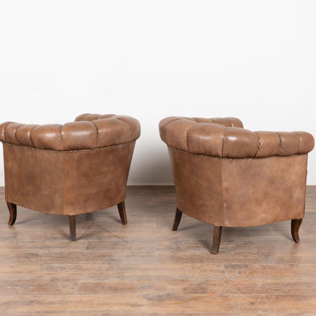 Pair of 20th Century Vintage Brown Leather Danish Club Chairs For Sale - Image 14 of 14