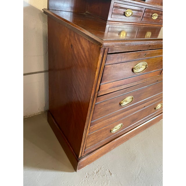 Early 20th Century Mahogany Dressing Chest With Mirror For Sale - Image 9 of 11