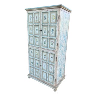 Late 20th-Century Hand-Painted Botanical Cabinet For Sale