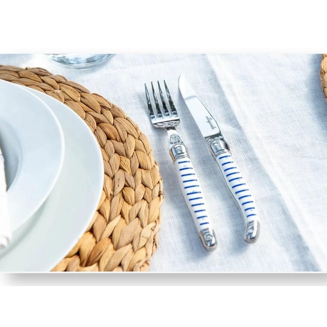 Blue Late 20th Century Jean Dubost Laguiole Cutlery Set, Service for 12 - 24 Piece For Sale - Image 8 of 8