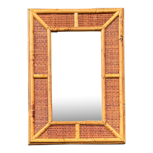 Vintage Boho Woven Rattan Mirror