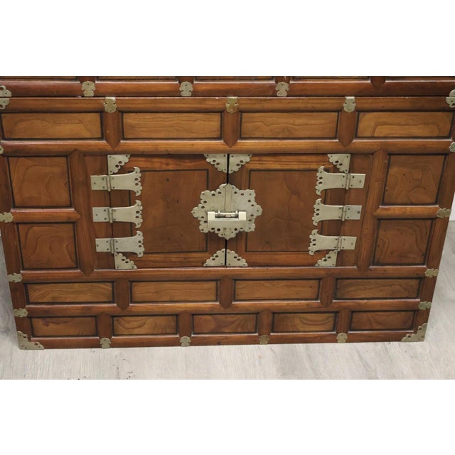 Wood Antique Korean Elmwood Stacking Chest With Brass Fittings, Late Joseon Dynasty, Circa 1890–1910 For Sale - Image 7 of 12