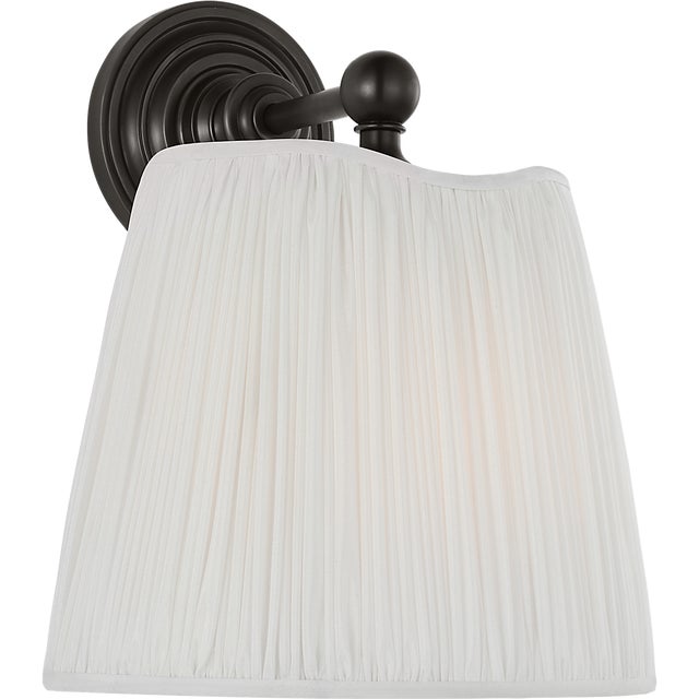 Traditional Amber Lewis for Visual Comfort Signature Matos 11" Sconce in Bronze with Silk Pleat Shade For Sale - Image 3 of 10