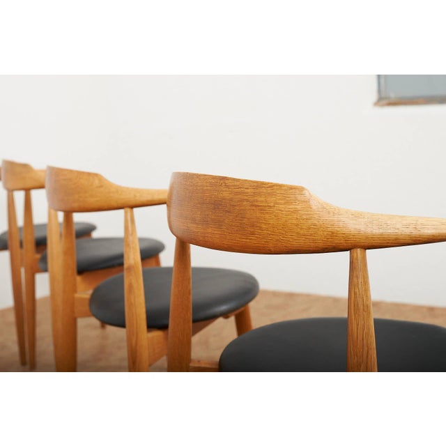 Heart Chair FH 4103 in Oak Frame by Hans J. Wegner for Fritz Hansen, 1952, Set of 6 For Sale - Image 9 of 13