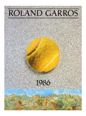 1986 Jiri Kolar 'Roland Garros French Open' Contemporary Yellow,Black & White,Blue,Green France Offset Lithograph