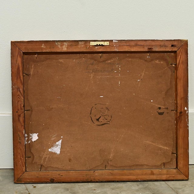 Wood French Vintage Framed Winter Landscape Painting For Sale - Image 7 of 8