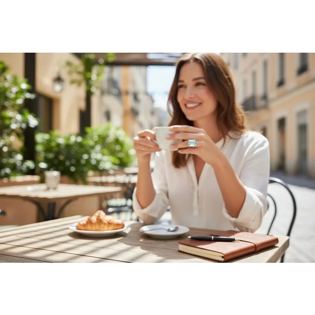 2000 - 2009 14k White Gold 12.07 Carat Natural Aquamarine and Diamond Solitaire Ring, Size 9 For Sale - Image 5 of 15