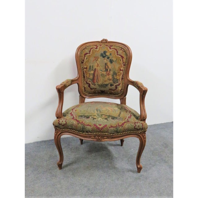 Early 20th Century Louis XV Walnut Needlepoint Chair Chairish