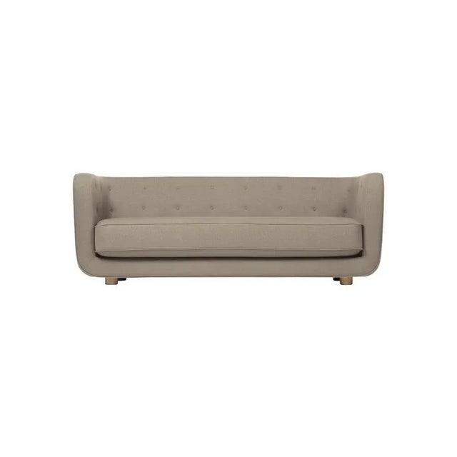 Beige and smoked oak raf simons vidar 3 vilhelm sofa by lassen. Dimensions: w 217 x d 88 x h 80 cm. Materials: textile,...