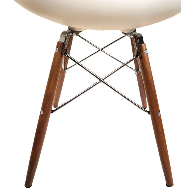 Modern Walnut & Molded Plastic Eames for Herman Miller White Shell Chair For Sale - Image 10 of 18