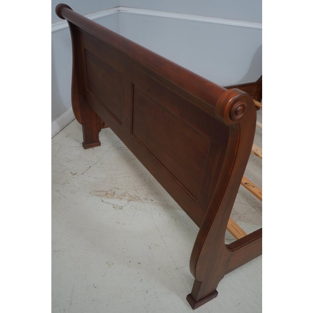 Brown Crescent Cherry Queen Size Sleigh Bed For Sale - Image 8 of 14