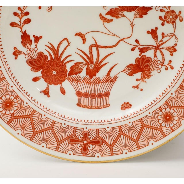 Red Twelve Royal Crown Derby Luncheon Plates, Chandos Pattern For Sale - Image 8 of 9