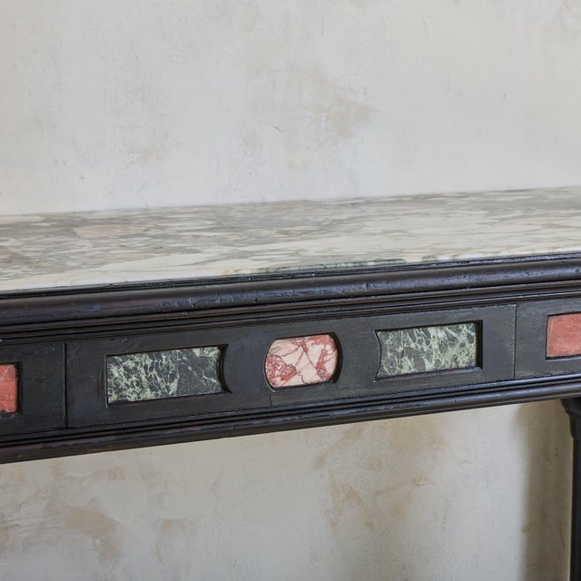 Italian Ebonized Wood + Marble Console Table, 18th Century For Sale In Chicago - Image 6 of 6