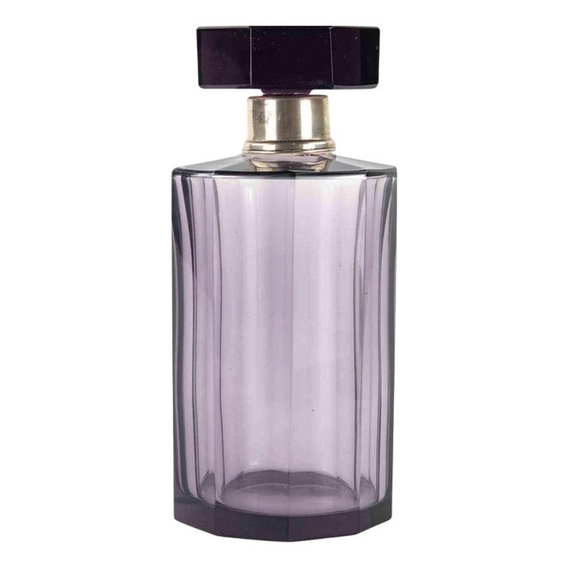 Vintage Bohemian Glass Bottle, Czech Republic, 1930s For Sale