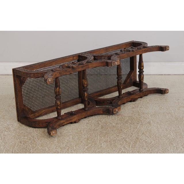 French Louis XIV Double Seat Cane Bench For Sale - Image 16 of 16