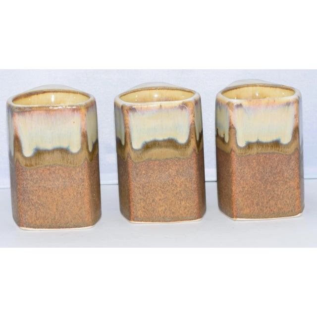 Mexican Mid-Century Rodolfo Padilla Drip Glaze Pottery Coffee Mugs 3 Piece Coffee Mug Set For Sale - Image 3 of 8
