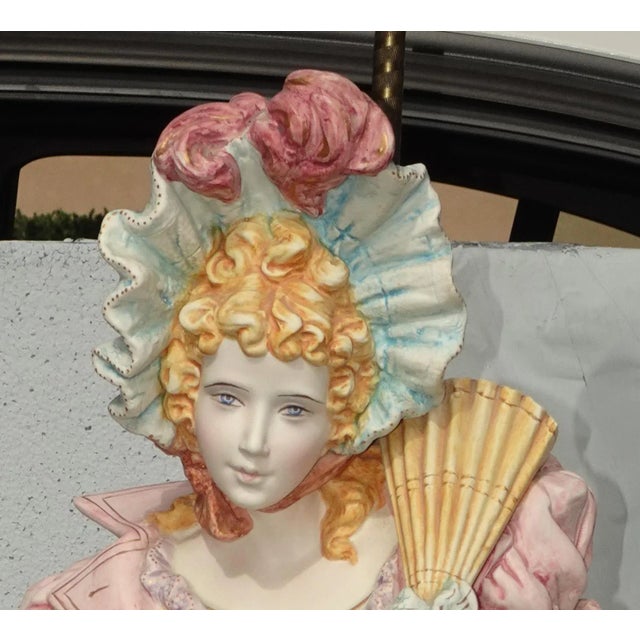 Ceramic 1950s Vintage Porcelain Capodimonte Style Figural Pair Table Lamps ~ Made in Italy For Sale - Image 7 of 12