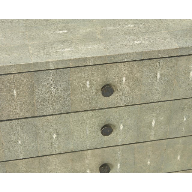 Ironies Ironies “Breton” Wide Faux Shagreen Three-Drawer Bedside Table / Commode For Sale - Image 4 of 11