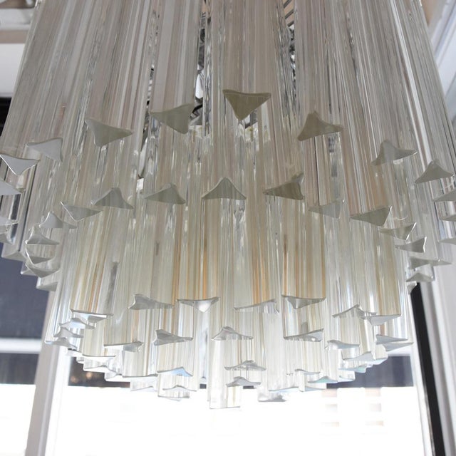 These pendants were designed by Paolo Venini in Italy in the 1960s. They feature clear blown glass and chromed-steel...