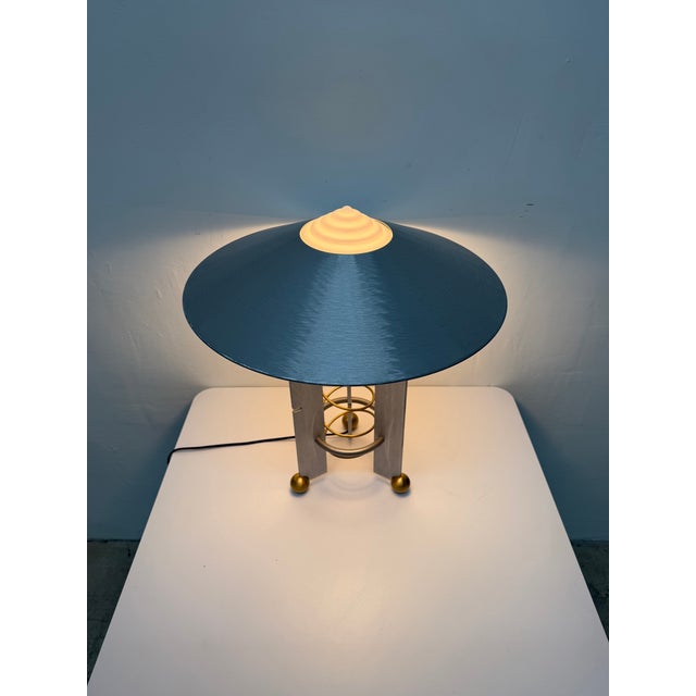 Robert Sonneman Modernist Aluminum and Brass Table Lamp for Kovacs, 1990 For Sale - Image 10 of 17