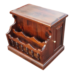 Vintage Ethan Allen Old Tavern Solid Pine End Table With Book/Magazine Rack & Cabinet