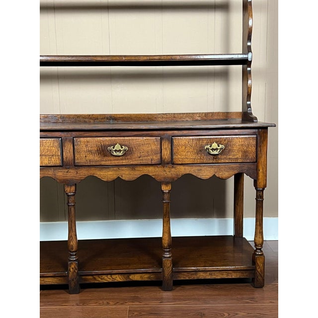 Antique English Dresser Sideboard Plate Rack Potboard Jacobean Tiger Oak C1900 For Sale - Image 13 of 18