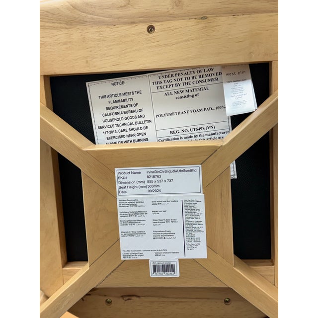 West Elm Irvine Sesame Leather Dining Chairs, Set of Four For Sale - Image 12 of 12