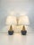 Pair Danish Mid-Century stoneware table lamps of the 1960-70s. The bottom part of the lamps is decorated with an impressed...