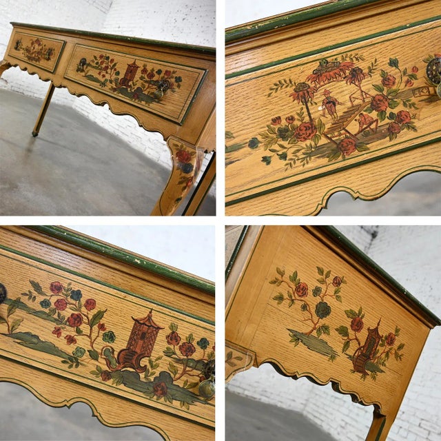 Antique Chinoiserie Hunt Style Buffet Sideboard or Server Hand Painted With Cabriole Legs For Sale - Image 11 of 12