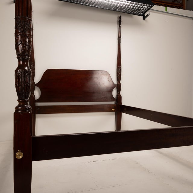 Brown 1980s Councill Furniture Georgian Rice Carved Mahogany Queen Size Poster Bed For Sale - Image 8 of 12