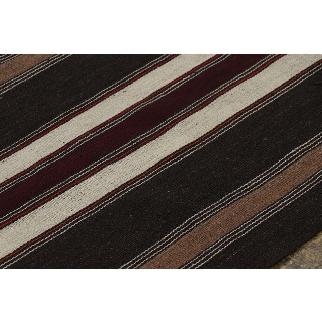 Rug & Kilim Vintage Turkish Kilim Rug in Brown, Black & White Stripes - Rug & Kilim For Sale - Image 4 of 7