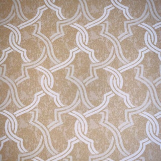P Kaufmann Waverly Fretwork Brown Tan White Fretwork Geometric Lattice Trellis Fabric- 4 Yards For Sale