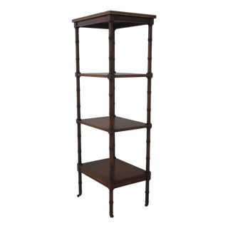 Regency Style 4 Tier Mahogany Bamboo Form Etagere For Sale
